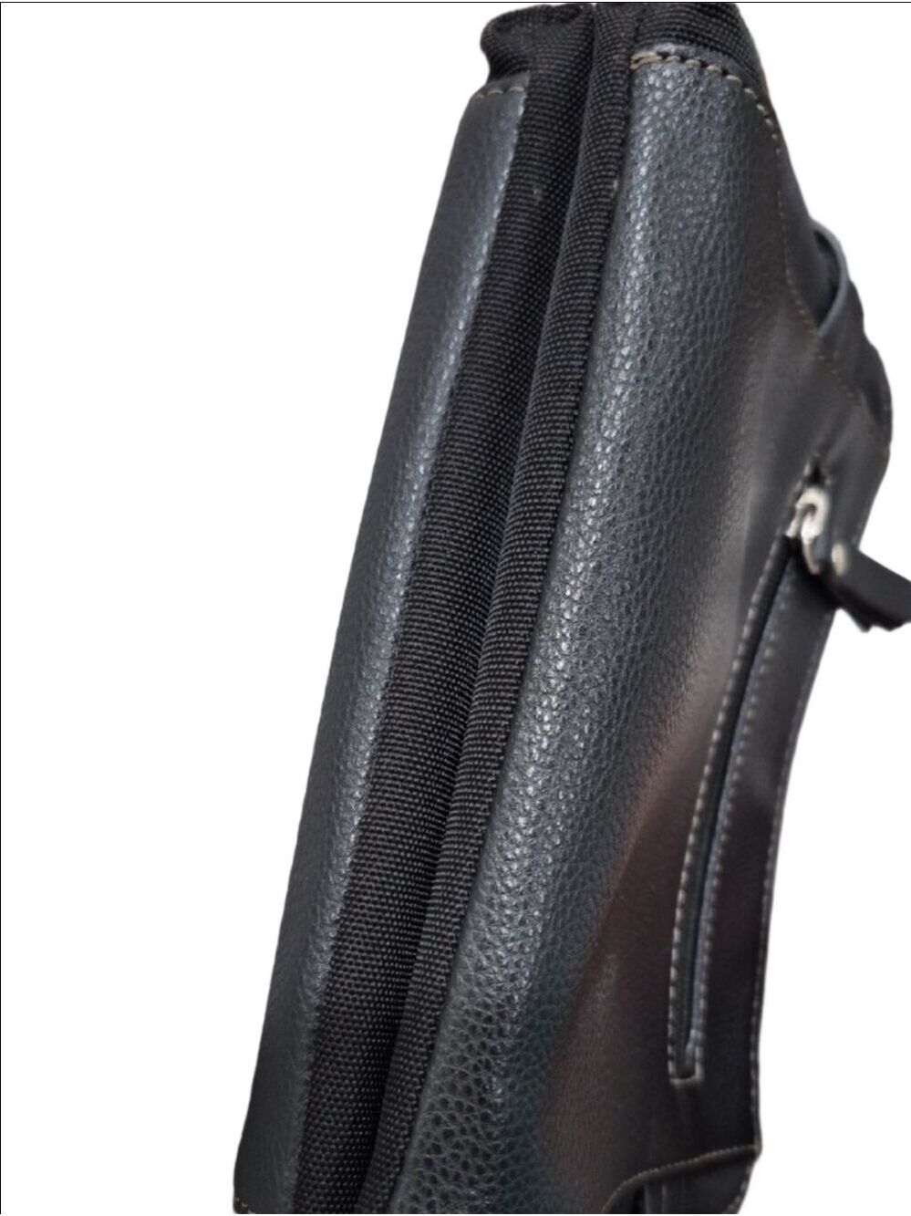 Roots 73 Black Pebbled Vegan Leather Crossbody Bag Triple Zip Multi-Pocket Purse - Picture 13 of 16